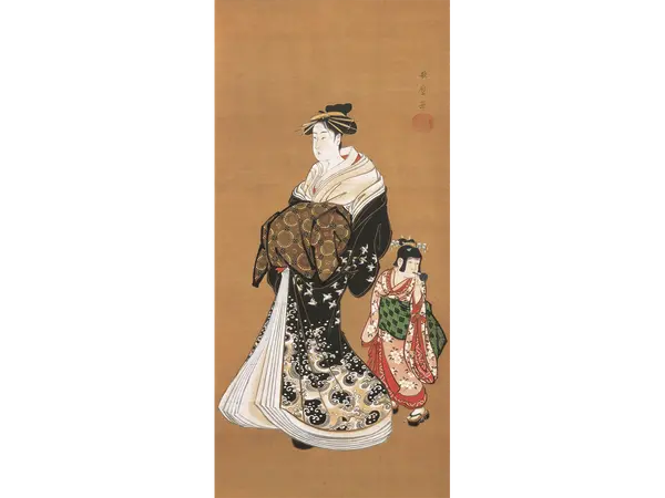 喜多川歌麿《太夫と禿図》寛政(1789-1801年)頃、城西大学水田美術館蔵【前期展示】