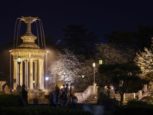 鶴舞公園 噴水塔夜
