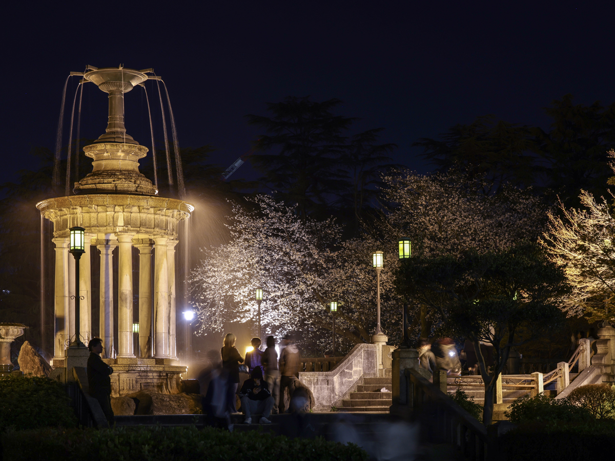 鶴舞公園　噴水塔夜