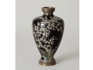 七宝焼桜鳥図花瓶